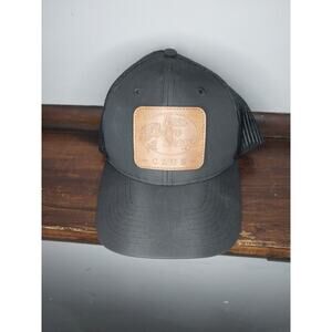 Bass pro Shop Club Hat Black Mesh Brown Feax Leather Tag